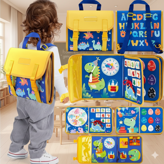 Montessori Busy Board Backpack – Sensory & Life Skills Learning Toy