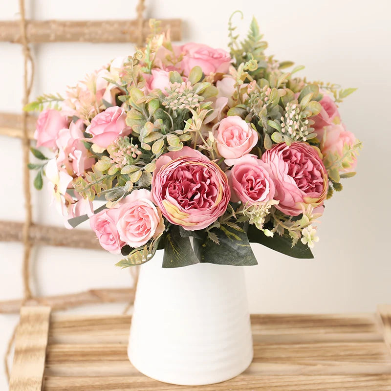 Neutral Tones Silk Roses Artificial Floral Arrangement