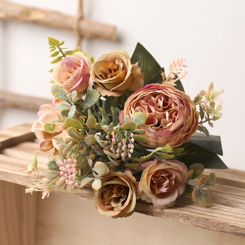 Neutral Tones Silk Roses Artificial Floral Arrangement