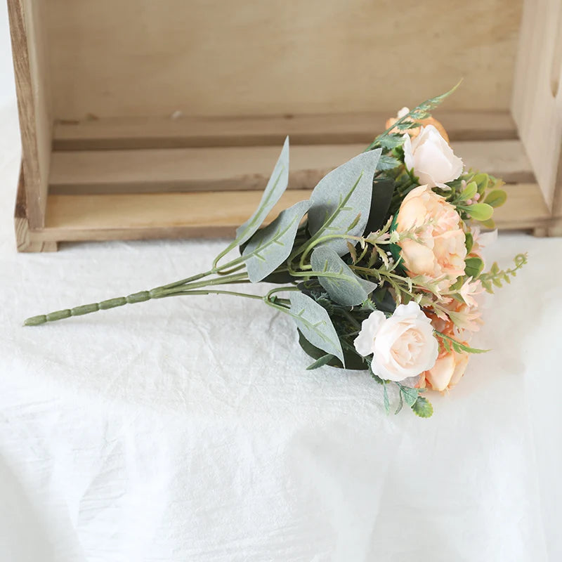 Neutral Tones Silk Roses Artificial Floral Arrangement
