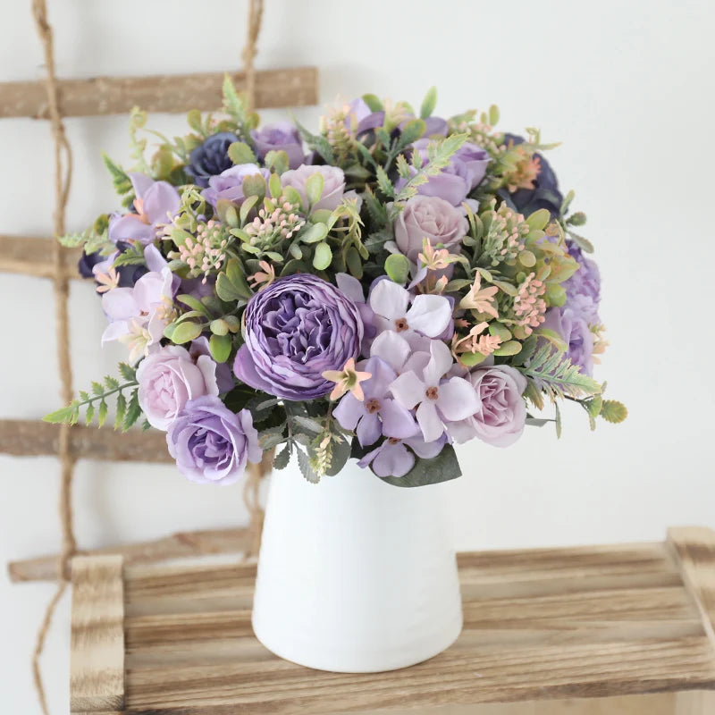 Neutral Tones Silk Roses Artificial Floral Arrangement