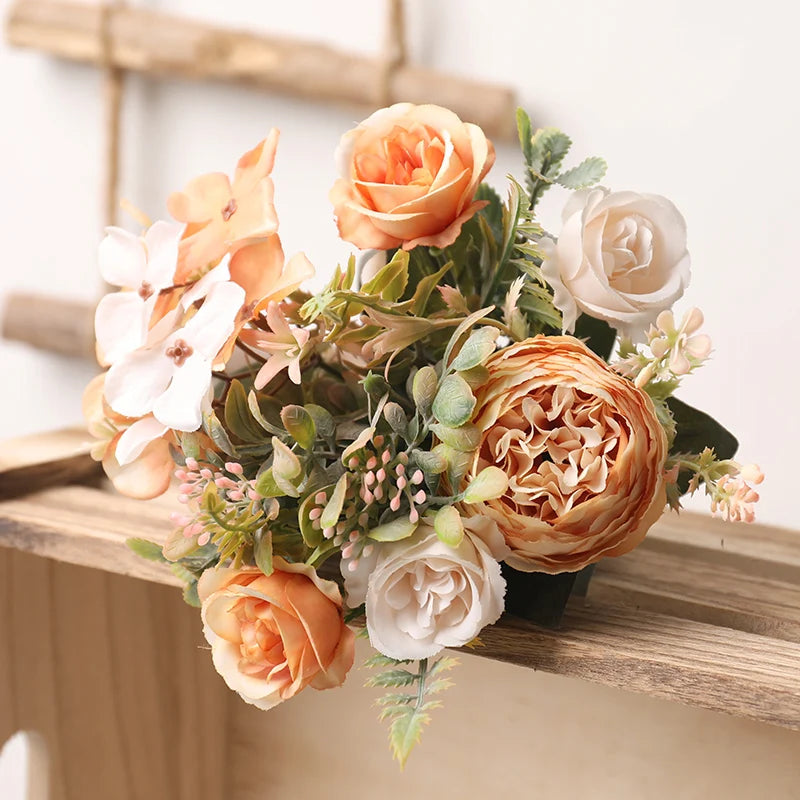 Neutral Tones Silk Roses Artificial Floral Arrangement