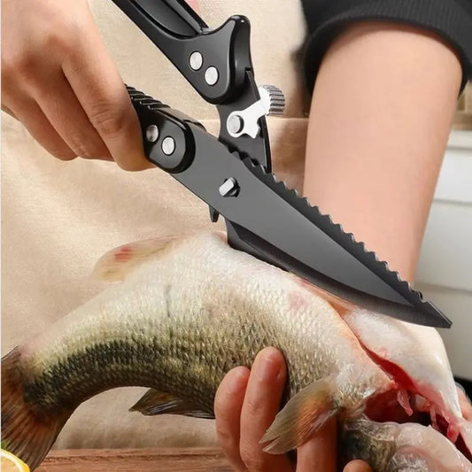 Black Titanium Stainless Steel Kitchen Scissors – Heavy-Duty Poultry Bone Shears