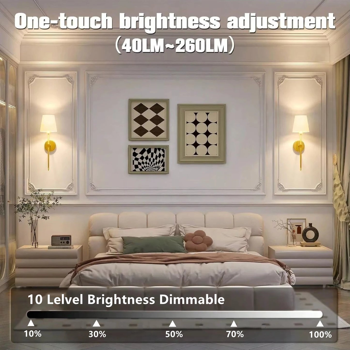 Wireless Rechargeable Wall Lamp – Battery Powered Dimmable Light with Remote Control and 10 Colours