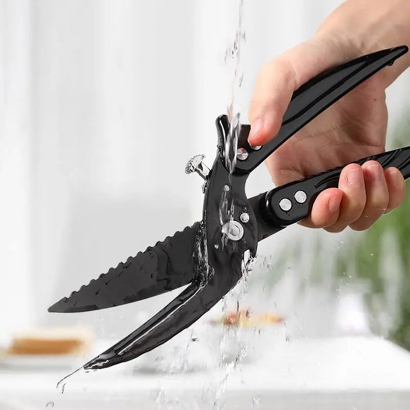 Black Titanium Stainless Steel Kitchen Scissors – Heavy-Duty Poultry Bone Shears