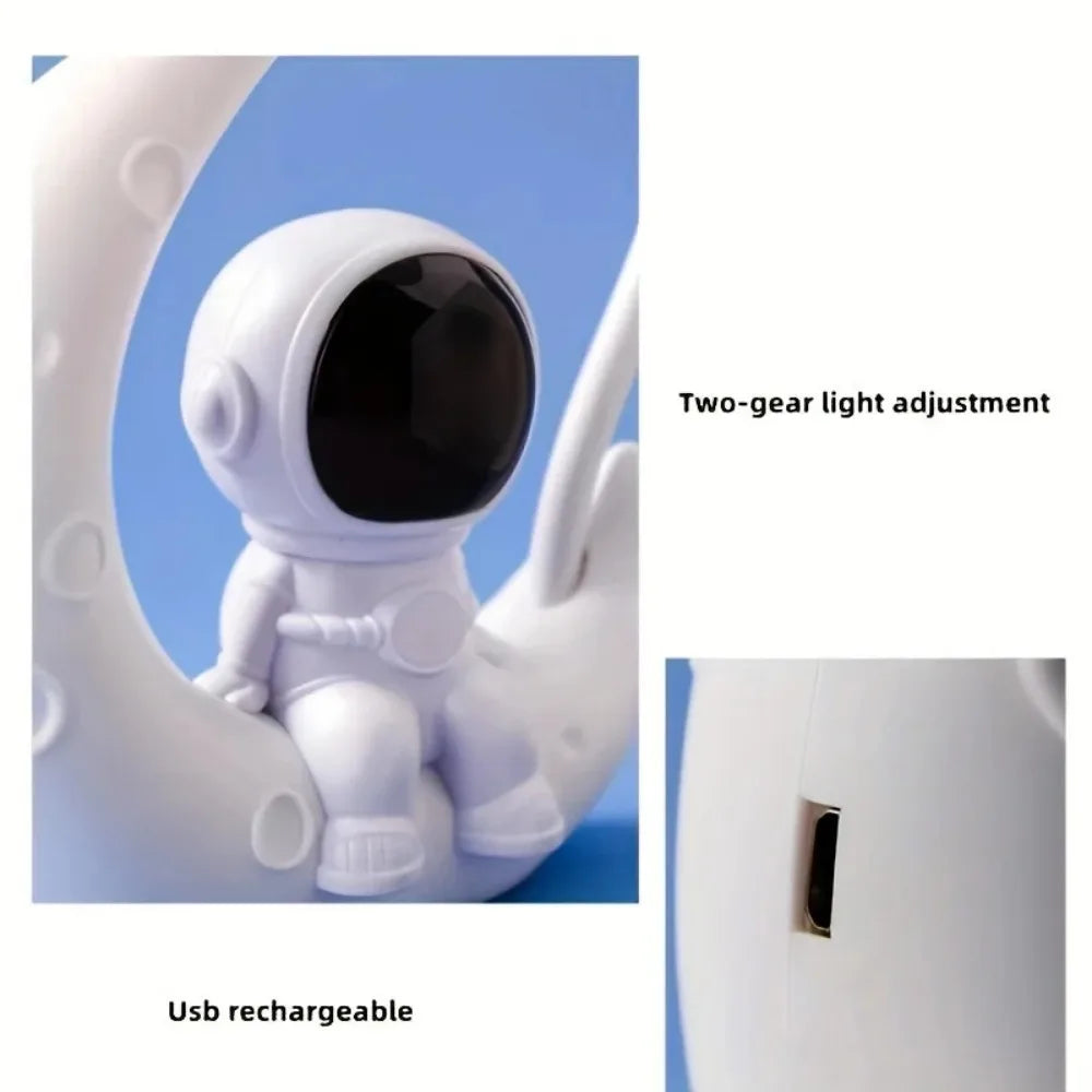 Creative Moon Astronaut LED Night Light – Small Desk Lamp for Bedroom and Festive Decoration