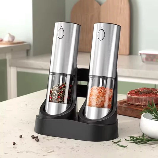 2PCS Electric Salt and Pepper Grinder Set – 190ML USB Rechargeable with Adjustable Coarseness