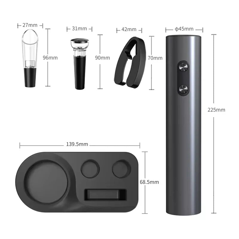 Electric Automatic Wine Opener Set – Multifunction Bottle Opener with Stopper and Pourer