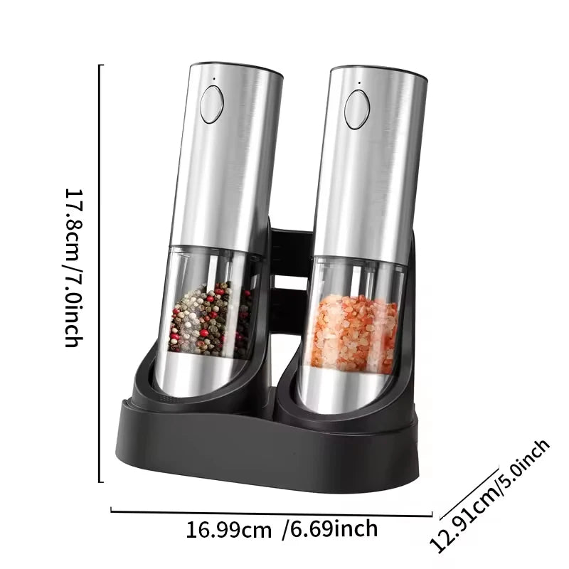 2PCS Electric Salt and Pepper Grinder Set – 190ML USB Rechargeable with Adjustable Coarseness