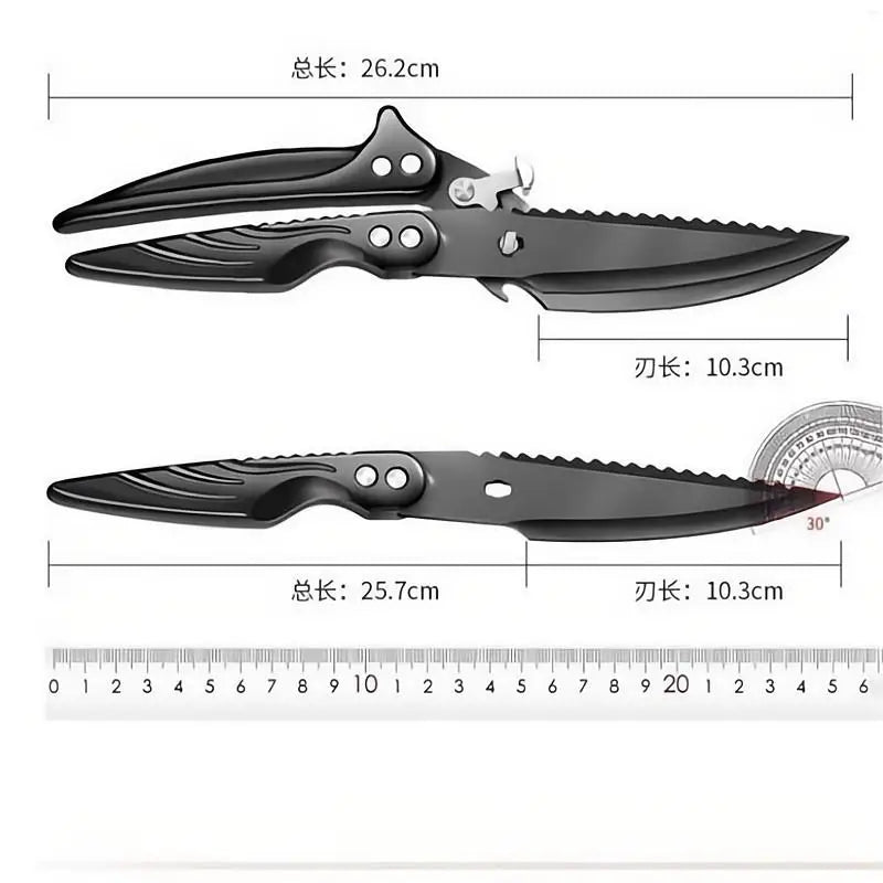 Black Titanium Stainless Steel Kitchen Scissors – Heavy-Duty Poultry Bone Shears