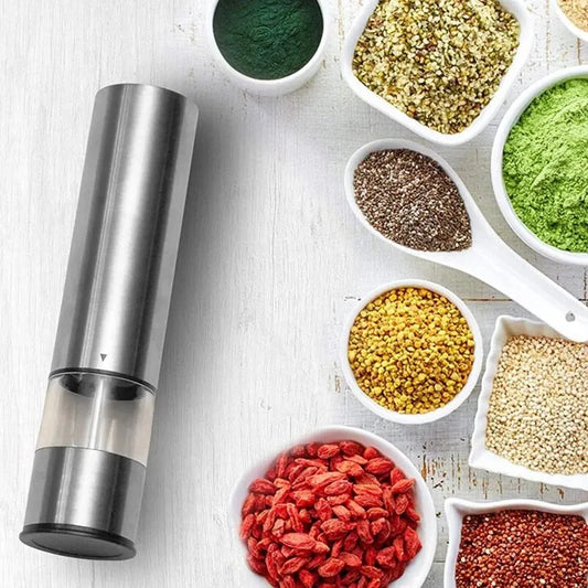 Stainless Steel Electric Pepper and Salt Grinder – Adjustable Coarseness for Kitchen and BBQ