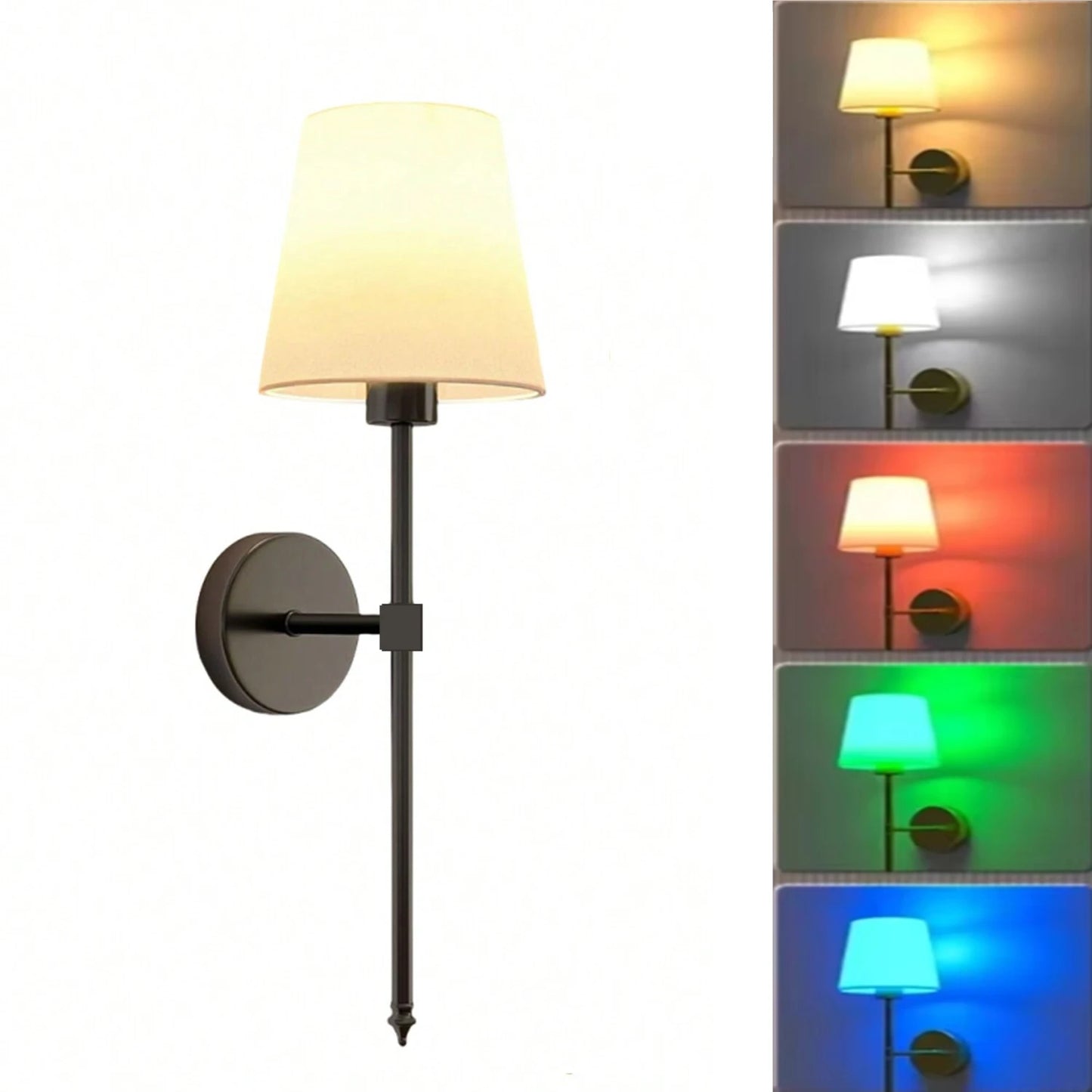 Wireless Rechargeable Wall Lamp – Battery Powered Dimmable Light with Remote Control and 10 Colours
