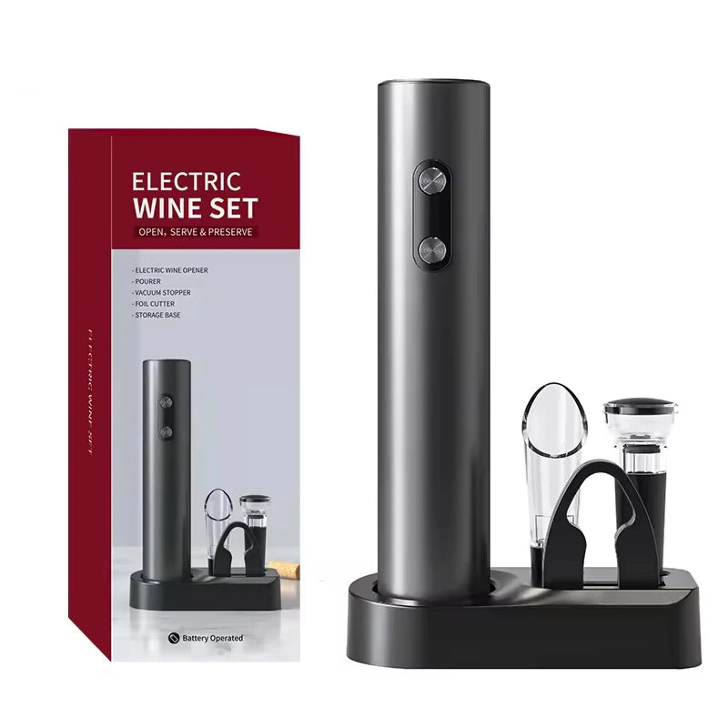 Electric Automatic Wine Opener Set – Multifunction Bottle Opener with Stopper and Pourer