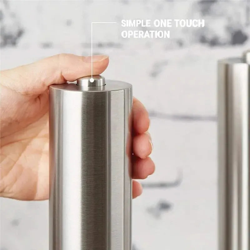 Stainless Steel Electric Pepper and Salt Grinder – Adjustable Coarseness for Kitchen and BBQ