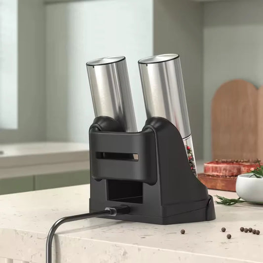 2PCS Electric Salt and Pepper Grinder Set – 190ML USB Rechargeable with Adjustable Coarseness