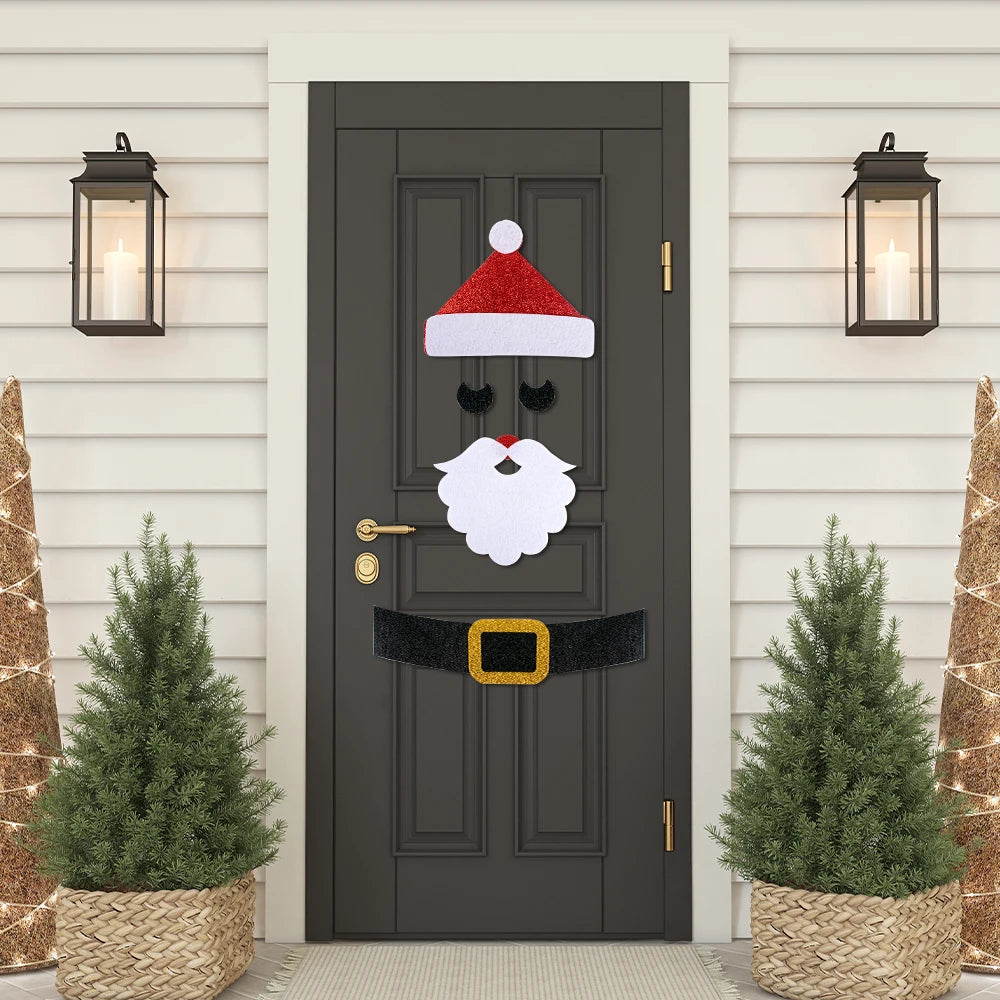 Christmas Felt Door and Window Stickers with Santa and Snowman