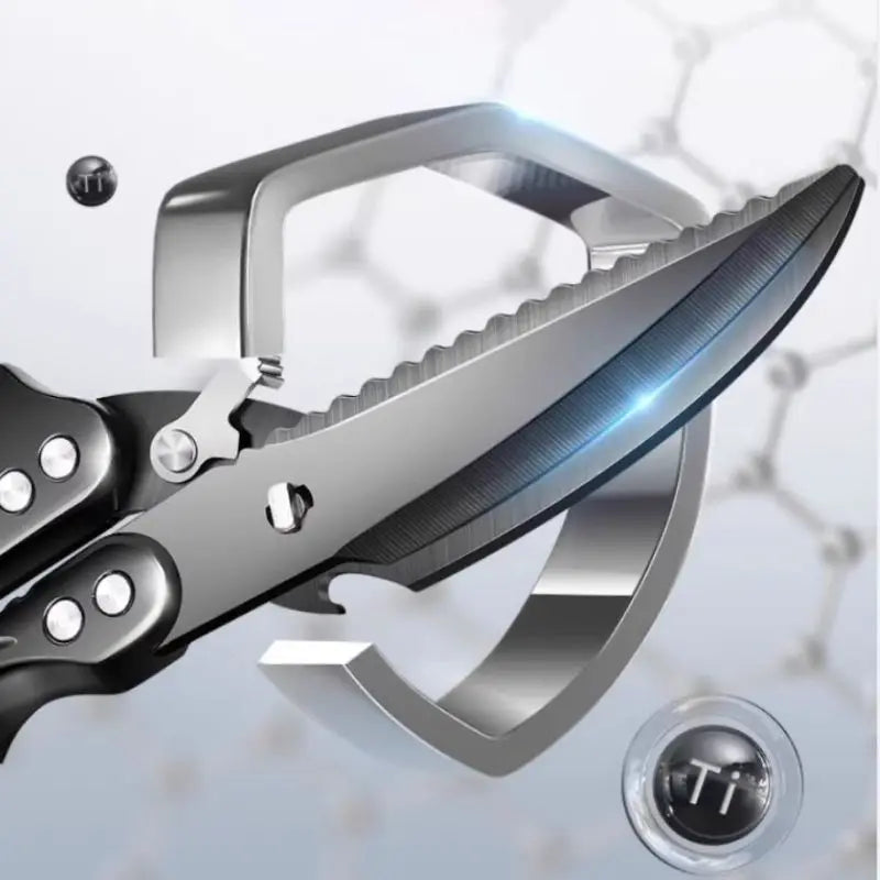 Black Titanium Stainless Steel Kitchen Scissors – Heavy-Duty Poultry Bone Shears