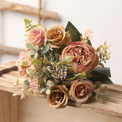 Neutral Tones Silk Roses Artificial Floral Arrangement