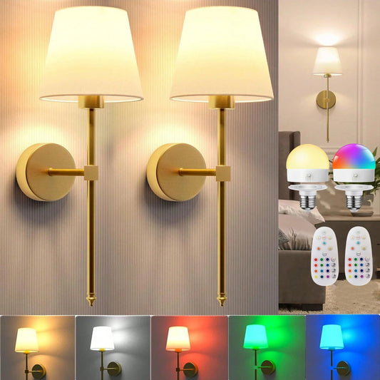 Wireless Rechargeable Wall Lamp – Battery Powered Dimmable Light with Remote Control and 10 Colours