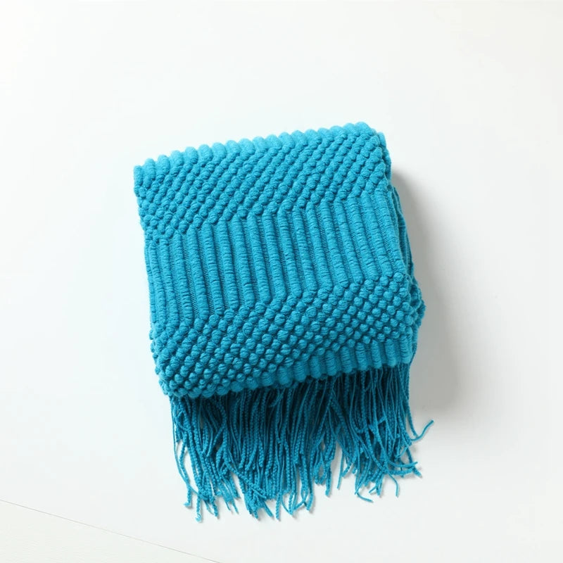 Chunky Knitted Throw Blanket with Tassels – Oversized Farmhouse Luxury Comfort
