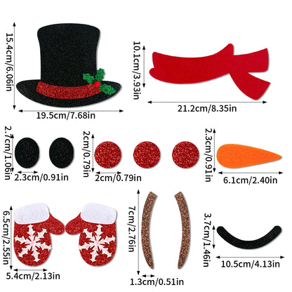 Christmas Felt Door and Window Stickers with Santa and Snowman