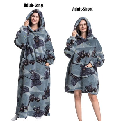 Oversized Plush Fleece Blanket Hoodie with Sleeves – Warm Homewear Comfort