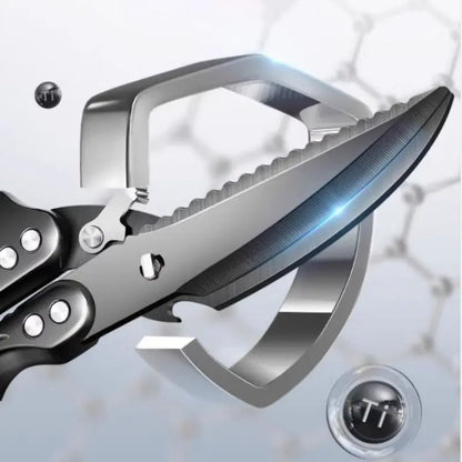 Black Titanium Stainless Steel Kitchen Scissors – Heavy-Duty Poultry Bone Shears