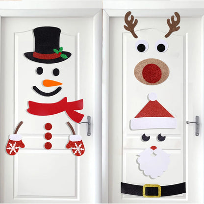 Christmas Felt Door and Window Stickers with Santa and Snowman