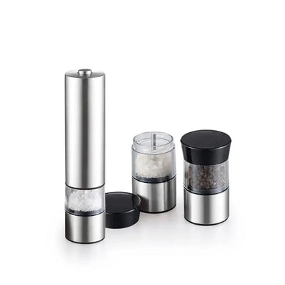 Stainless Steel Electric Pepper and Salt Grinder – Adjustable Coarseness for Kitchen and BBQ