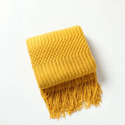 Chunky Knitted Throw Blanket with Tassels – Oversized Farmhouse Luxury Comfort