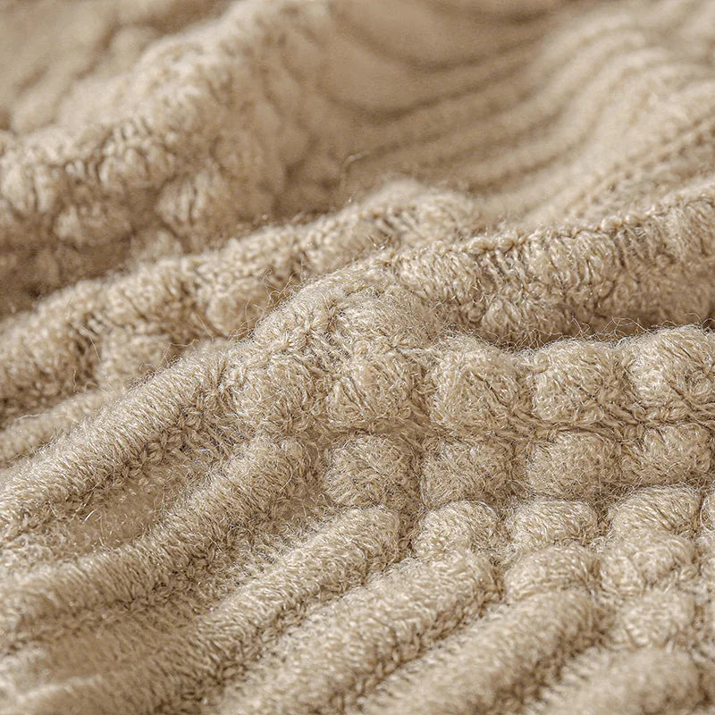 Chunky Knitted Throw Blanket with Tassels – Oversized Farmhouse Luxury Comfort
