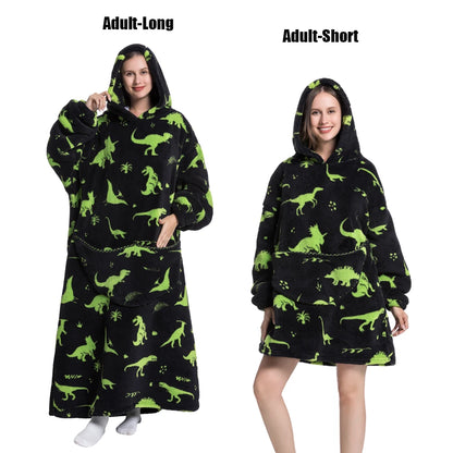Oversized Plush Fleece Blanket Hoodie with Sleeves – Warm Homewear Comfort
